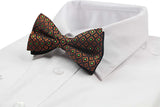 Mens Brown, Orange & Green Patterned Bow Tie