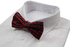 Mens Black & Red Plaid Patterned Tinsel Bow Tie