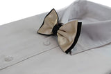 Mens Champagne Two Tone Layered Bow Tie