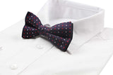 Mens Purple & Black With Red & White Silver Squares Patterned Bow Tie