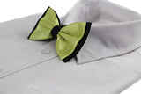 Mens Lime Two Tone Layered Bow Tie