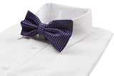 Mens Purple & Black Grid Patterned Bow Tie