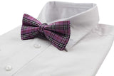 Mens Pink Plaid Patterned Cotton Bow Tie