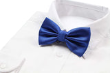 Mens Blue Plain Coloured Checkered Bow Tie