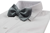 Mens Grey Plain Coloured Bow Tie With White Polka Dots