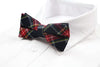 Mens Navy & Red Tarten Plaid Patterned Bow Tie
