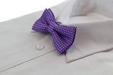 Boys Purple Bow Tie With White Polka Dots