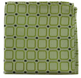 Mens Lime Green Cube Patterned Silk Pocket Square
