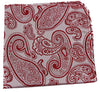 Mens Red & White Boho Paisley Silk Pocket Square