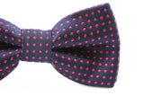 Boys Navy And Hot Pink Polka Dot Pattern Bow Tie