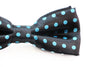 Boys Black With Sky Blue Small Polka Dot Patterned Bow Tie