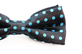 Boys Black With Sky Blue Small Polka Dot Patterned Bow Tie
