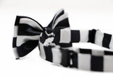 Boys White & Black Horizontal Striped Patterned Bow Tie