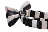 Boys White & Black Horizontal Striped Patterned Bow Tie