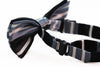 Boys Black With White & Blue Stripes Patterned Bow Tie