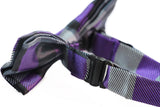 Boys Purple, Black & Silver Checkered Patterned Bow Tie