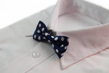 Boys Navy With White Large Polka Dots Patterned Bow Tie