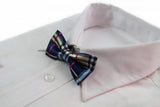 Boys Navy, Black, Gold & Pink Plaid Patterned Bow Tie