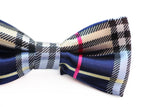 Boys Navy, Black, Gold & Pink Plaid Patterned Bow Tie
