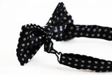 Boys Black With White Polka Dots Patterned Bow Tie