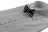 Boys Black With White Stripes Patterned Bow Tie