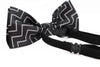 Boys Black With Silver Zig Zag Patterned Cotton Bow Tie
