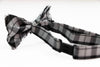 Boys Silver Tinsel With Black Plaid Patterned Cotton Bow Tie