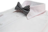 Boys Ivory, Black & Silver Tinsel Checkered  Patterned Cotton Bow Tie