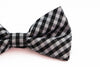 Boys Ivory, Black & Silver Tinsel Checkered  Patterned Cotton Bow Tie