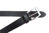 Mens Black Leather Belt With Silver Square Buckle