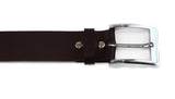 Mens Brown Leather Belt With Silver Square Buckle