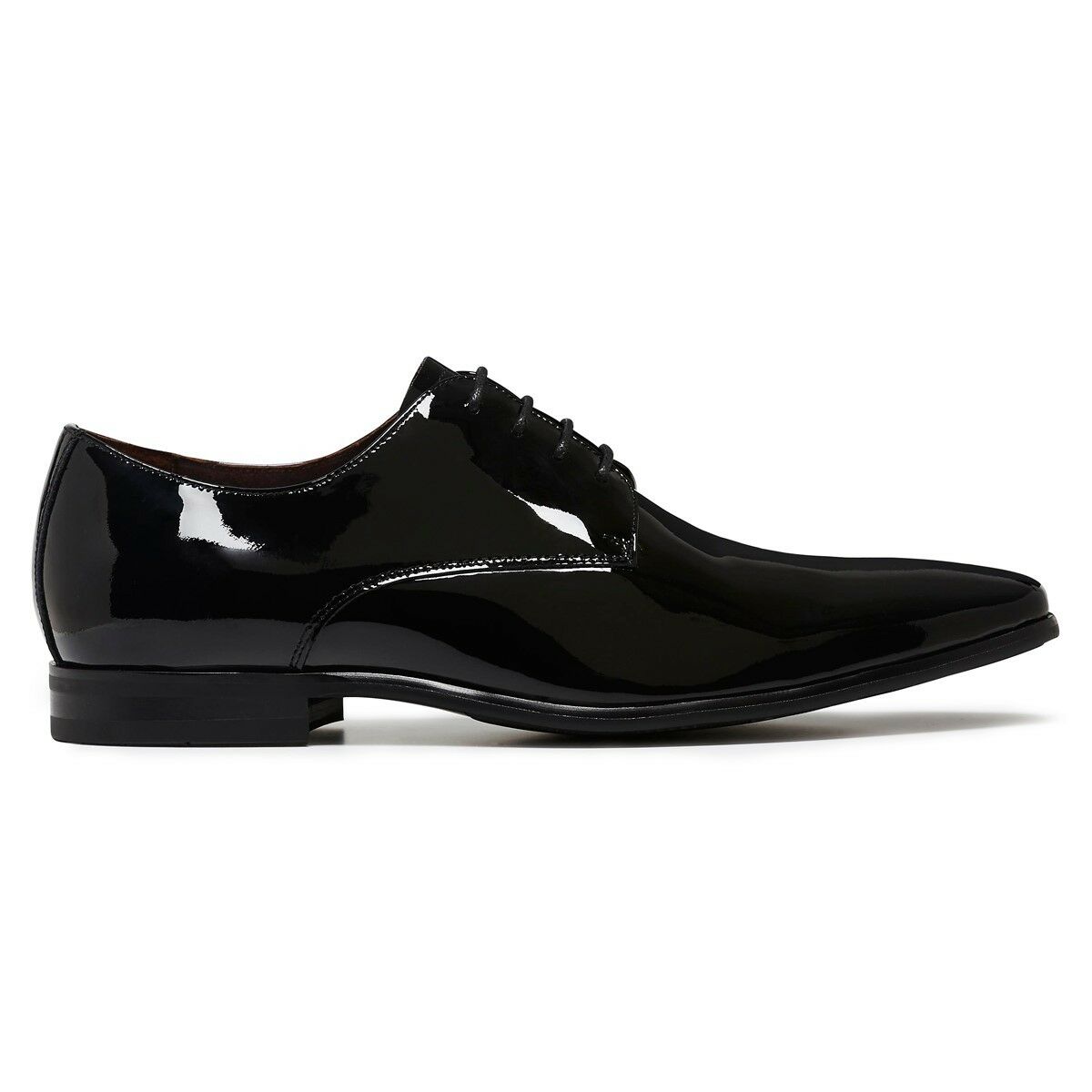 Mens Julius Marlow Jet Black Work Leather Patent Lace Up Shoes – Tie ...