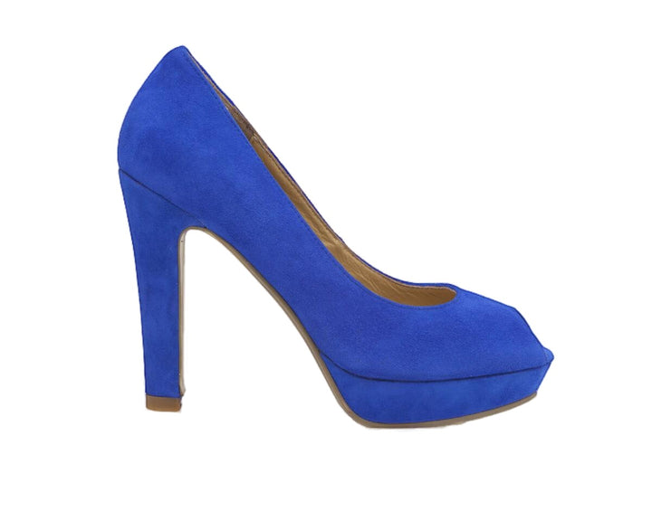 Zasel Lenny Ladies Womens Blue Suede Leather Platform High Heel Open T ...