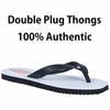 2 x Mens Original Double Plug Thongs Sandals Shoes Black White Flip Flops