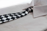 Kids Boys  Black & White Patterned Elastic Neck Tie - Big Checkers
