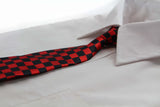 Kids Boys Black & Red Patterned Elastic Neck Tie - Small Checkers