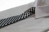 Kids Boys Black & White Patterned Elastic Neck Tie - Mini Checkers