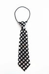 Kids Boys Black & White Patterned Elastic Neck Tie - Large Polka Dots