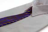 Kids Boys Purple & Yellow Patterned Elastic Neck Tie - Purple Yellow Stripe