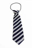 Kids Boys Navy & White Patterned Elastic Neck Tie - Diagonal Stripe