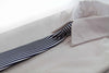 Kids Boys Navy & White Patterned Elastic Neck Tie - Vertical Thin Stripe