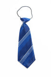 Kids Boys Blue Patterned Elastic Neck Tie - Diagonal Stripe