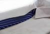 Kids Boys Navy & White Patterned Elastic Neck Tie - Thick Navy Diagonal Stripe