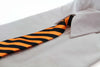 Kids Boys Orange & Black Patterned Elastic Neck Tie - Thick Orange Diagonal Stripe