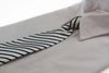 Kids Boys White & Black Patterned Elastic Neck Tie - White Diagonal Stripe