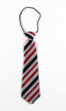 Kids Boys White, Midnight Blue & Red Diagonal Patterned Elastic Neck Tie