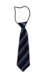 Kids Boys Dark Blue Multicoloured Diagonal Patterned Elastic Neck Tie