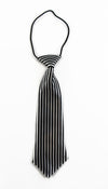 Kids Boys Black & White Vertical Patterned Elastic Neck Tie
