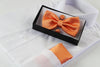 Mens Pastel Orange Matching Bow Tie, Pocket Square & Cuff Links Set