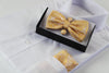 Mens Gold Paisley Matching Bow Tie, Pocket Square & Cuff Links Set